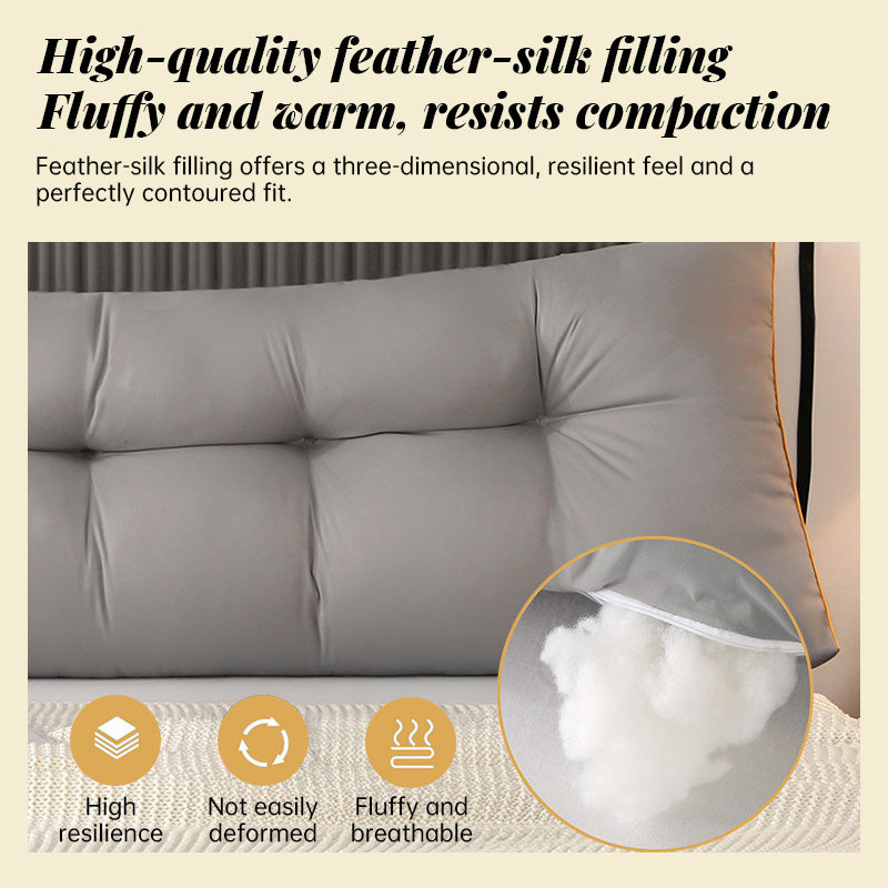 Soft and warm feather-cotton backrest cushion with brushed fabric. Triangular design provides comfortable support for bed, sofa, and reading time.