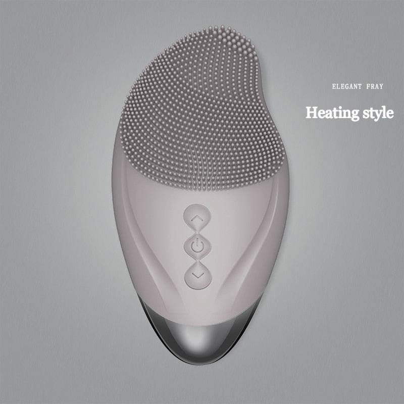 Ultrasonic Electric Facial Cleansing Brush – Heated Sonic Silicone Face Cleanser for Deep Pore Cleaning
