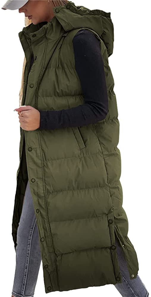 Women’s Fashionable Long Sleeveless Hooded Coat – Zipper & Single-Breasted Design | Solid Color Casual Luxury Outerwear