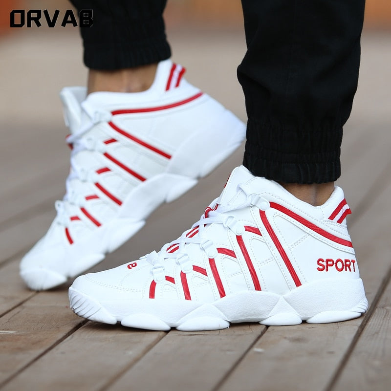 Fashion Men's Luxury Sports Shoes - Split Leather High Top Basketball Casual Sneakers