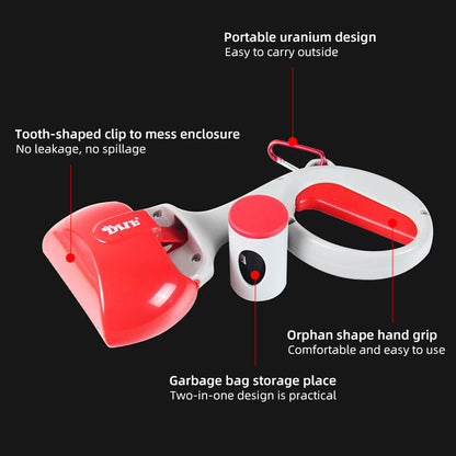 2-in-1 Portable Pet Poop Picker - Dog & Cat Waste Scoop with Bag Dispenser for Easy Cleanup