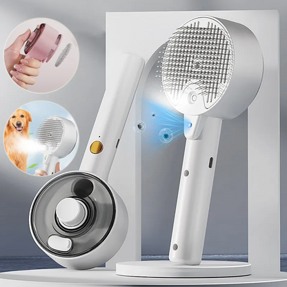 Self-Cleaning Pet Hair Remover Steam Brush – Dog & Cat Grooming Brush for Shedding, Massage & Fur Removal