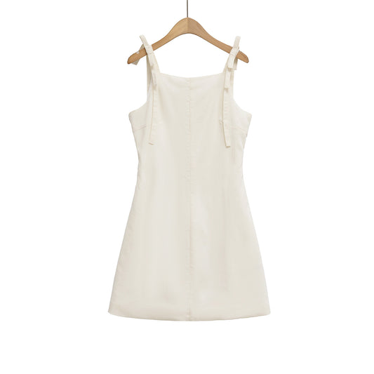 Women's Square Neck Camisole A-Line Mini Dress | White & Black