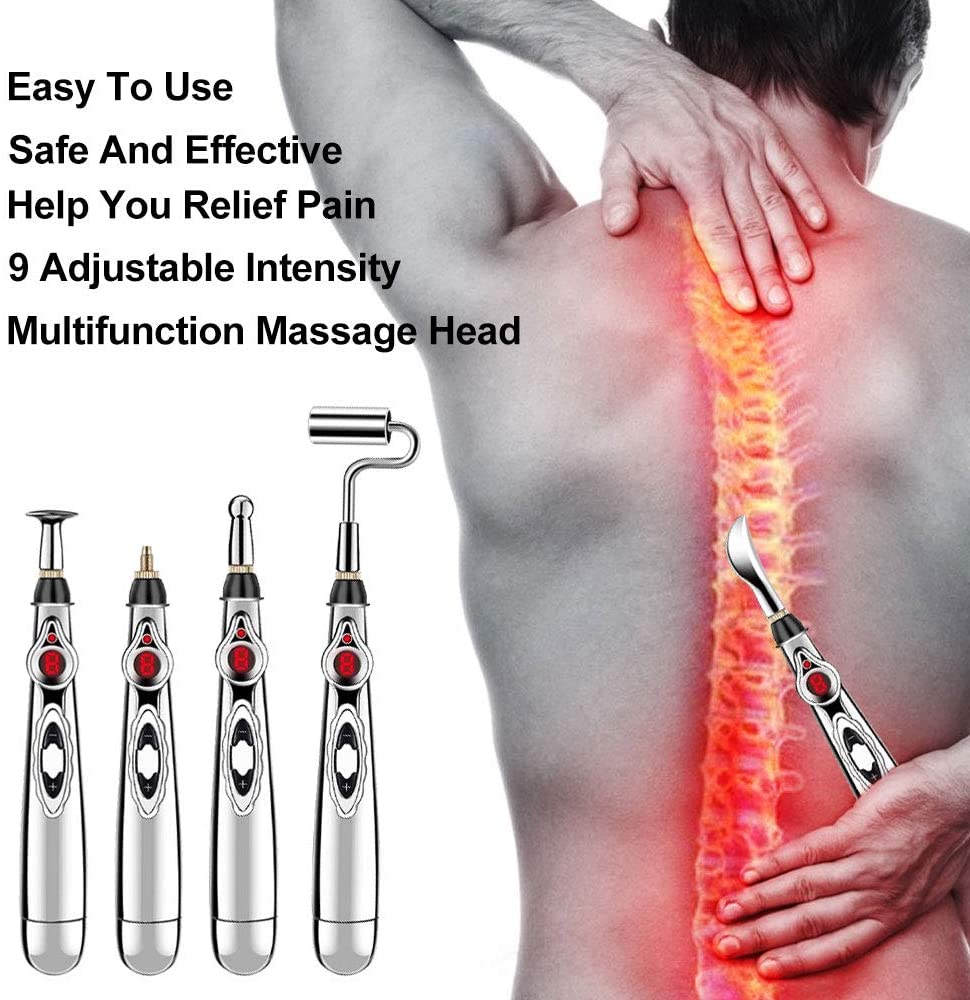 Zarusky™ 5-in-1 Electronic Acupuncture Pen – Meridian Energy Pain Relief Massage Tool with 5 Therapy Heads