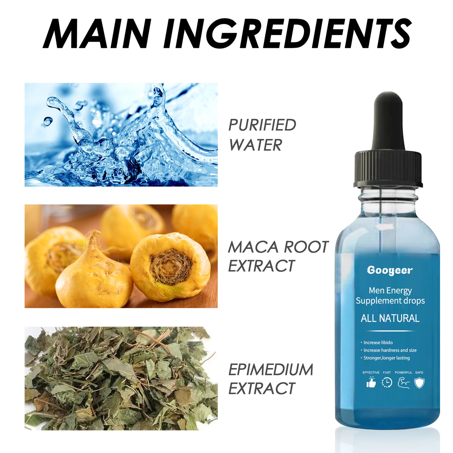 Googeer Men’s Enhancement Supplement Drops – Liquid Men’s Energy, Vitality & Performance Support