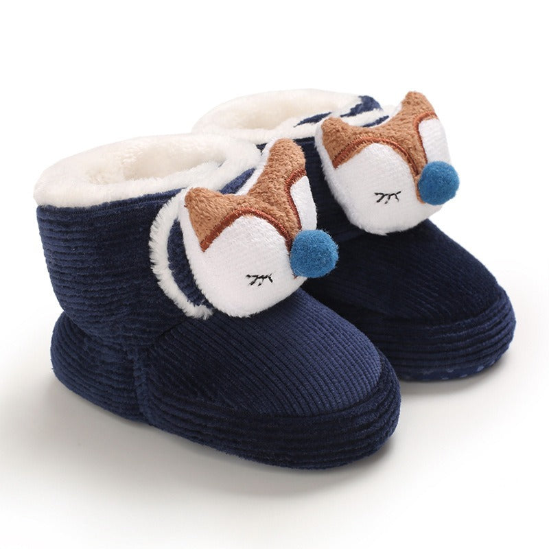 Baby Winter Boots - Warm Plush Cotton Shoes with Soft Sole for 0-1 Year Old | Cute Cartoon High-Top Baby Shoes