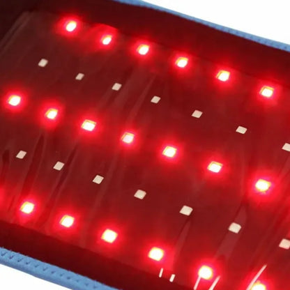 Wireless smart heat waist massager belt with LED red light and infrared therapy. Soothing warmth and massage support for waist comfort, relaxation, and daily wellness.