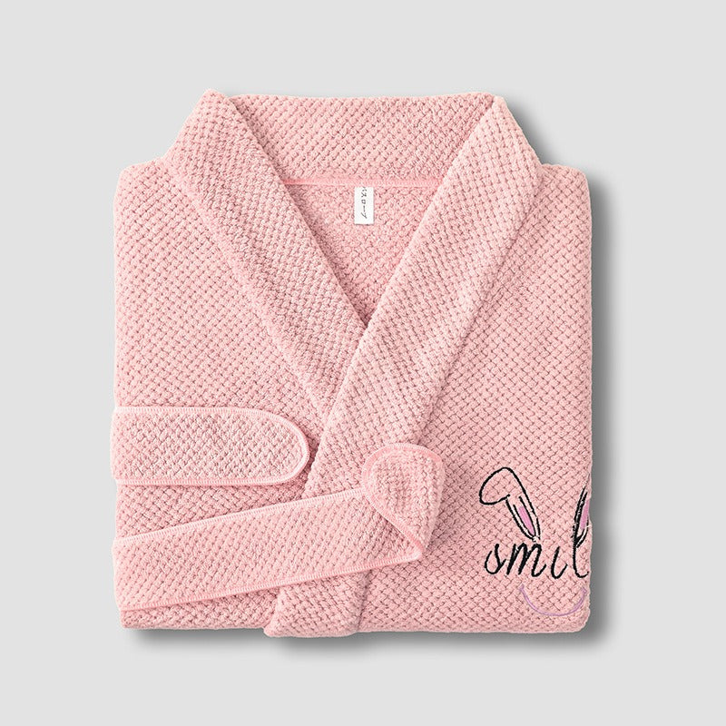 Ultra-soft coral fleece waffle bathrobe for men and women. More absorbent and softer than cotton—perfect for hotel luxury comfort at home.