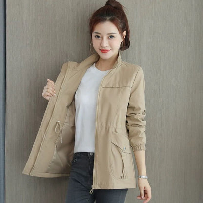 Women’s Double-Layer Lined Korean-Style Trench Coat – Slim Fit Spring & Autumn | Youthful Elegant Outerwear