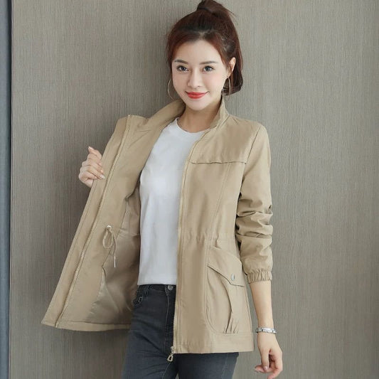 Women’s Double-Layer Lined Korean-Style Trench Coat – Slim Fit Spring & Autumn | Youthful Elegant Outerwear