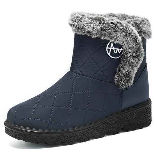 Women’s Velvet-Lined Snow Boots – High-Top Long Winter Boots with Soft Sole, Thick Cotton Lining & Polyurethane Upper