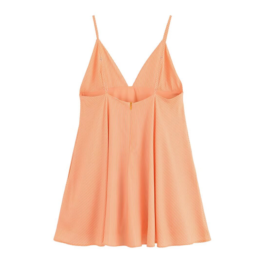 Women's V-Neck Ruched Camisole Mini Dress | Orange