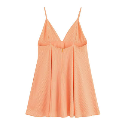 Women's V-Neck Ruched Camisole Mini Dress | Orange