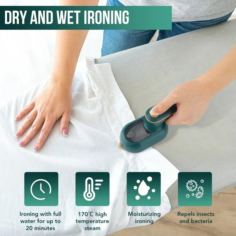 Mini Portable Steam Iron - 2-in-1 Dry & Wet Garment Steamer for Home & Travel