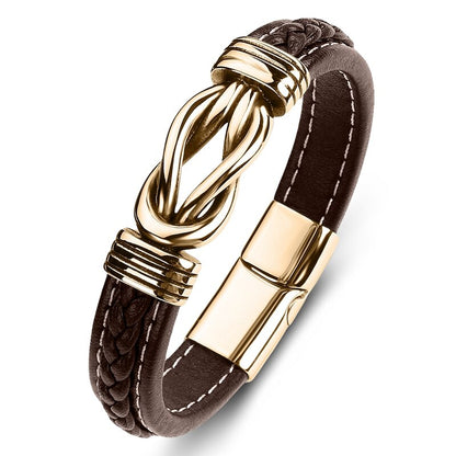Bold men’s punk leather bracelet crafted with titanium steel. Durable, stylish, and edgy—perfect for daily wear, street fashion, and biker looks.