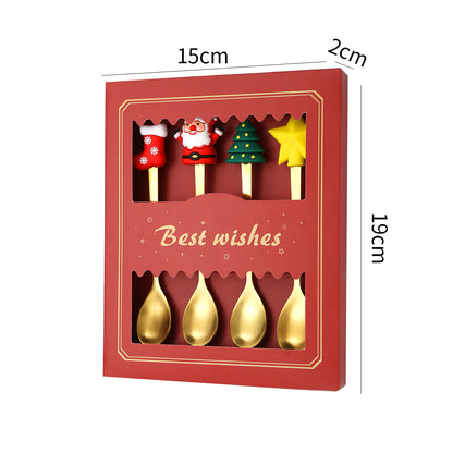 Elegant stainless steel coffee spoon and dessert fork set, perfect as a Christmas gift. Durable, stylish, and ideal for daily use or festive table settings.