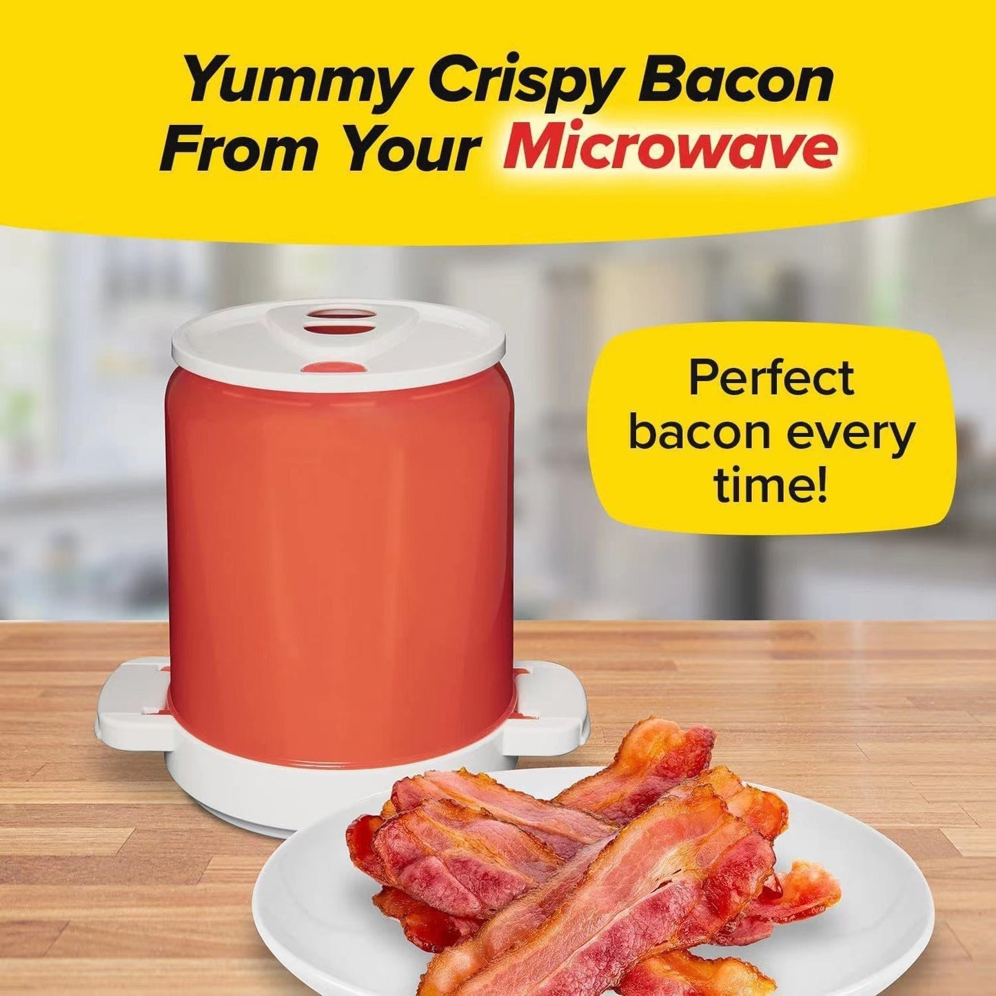 Microwave grill plate made from food-grade PP. Perfect for bacon, meat, and grilling—oil-draining design for healthier, faster cooking.