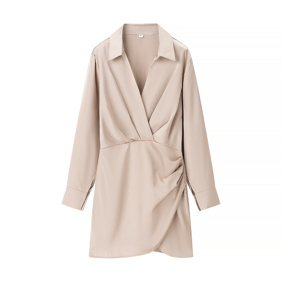 Elegant Side Pleated Wrap Dress for Women