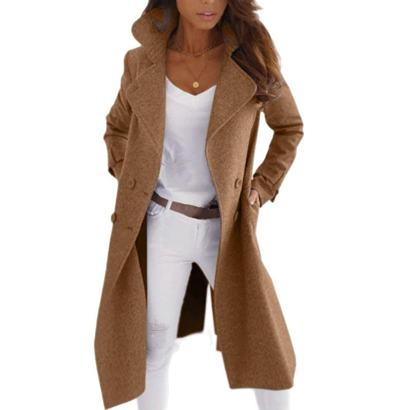 Luxury Long Wool Coat – Thick Tweed Overcoat with Premium Lining | Elegant Winter Outerwear