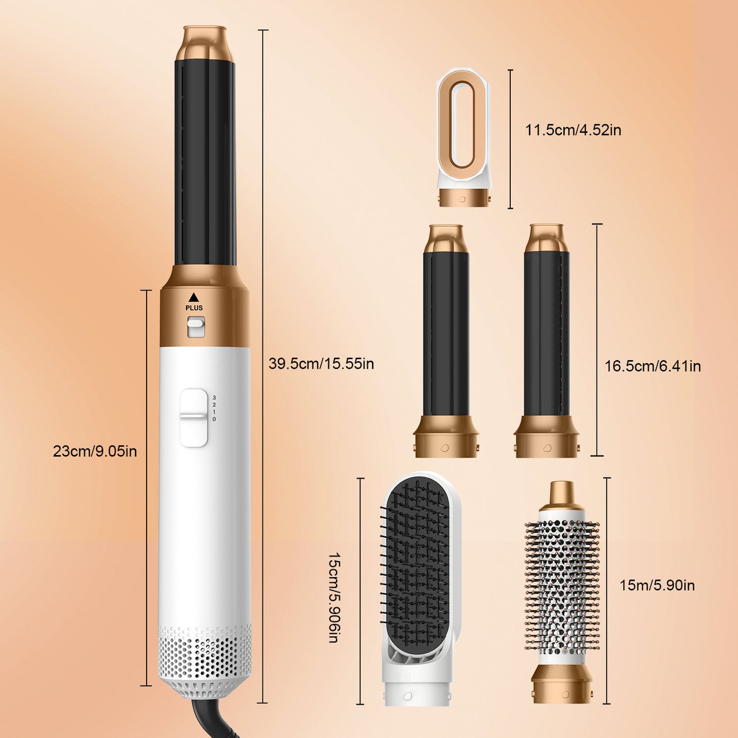 All-in-one 5-in-1 hair styler with hot air brush and blow dryer. Dry, curl, straighten, and volumize effortlessly for salon-style results at home.