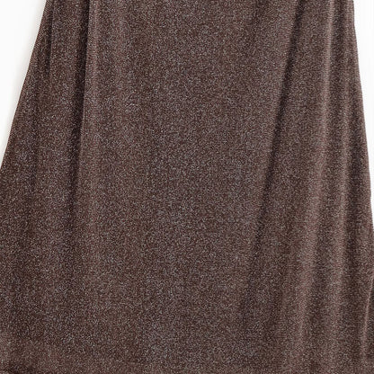 French Backless Metallic Dress - Brown Sleeveless A-Line Long Dress