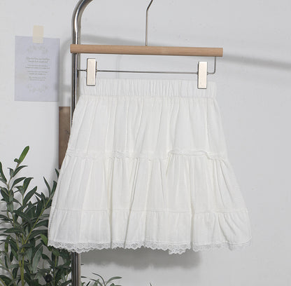 Lace A-Line Mini Skirt - Elastic Waist Short Skirt