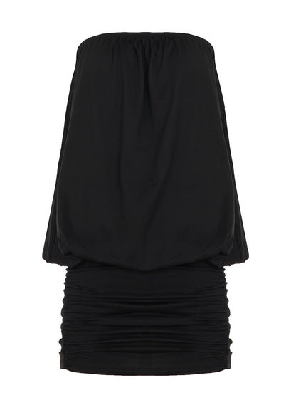 Mini-robe moulante plissée cache-cœur asymétrique à une épaule pour femme – Soie de lait