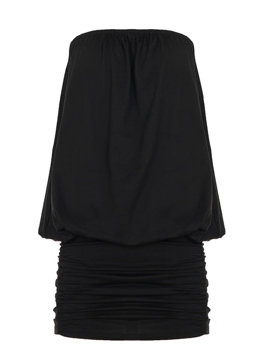 One-Shoulder Pleated Bodycon Mini Dress - Wrap Front Design