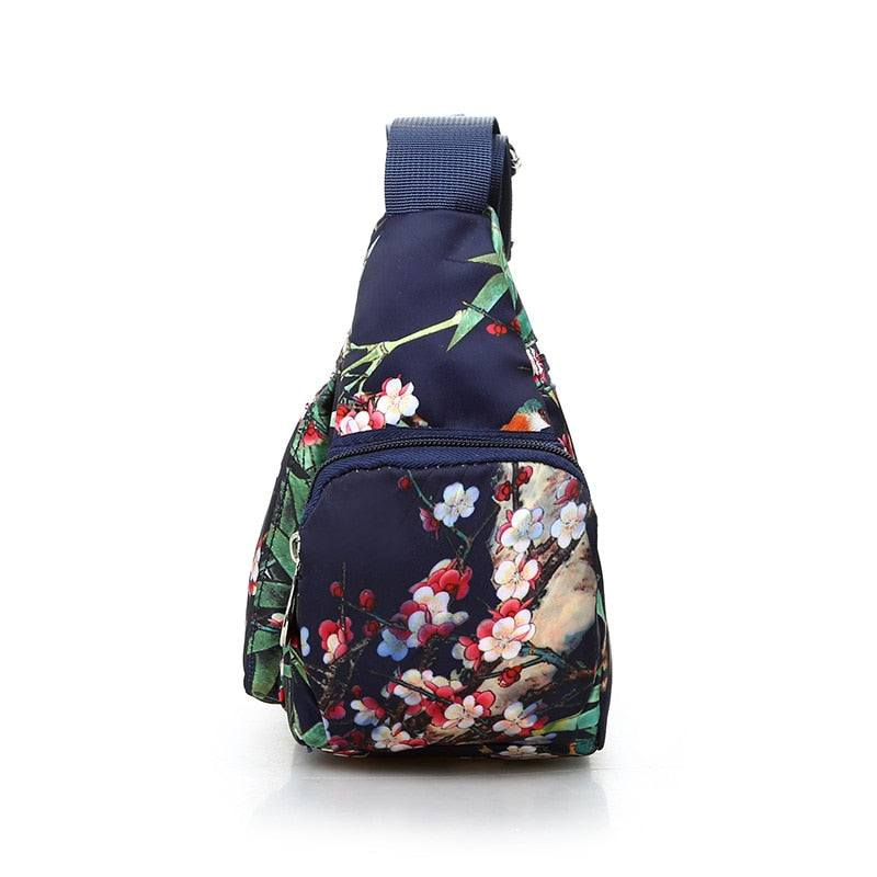 Vintage floral shoulder bag with rural charm. Lightweight, stylish, and practical with multiple zippers—perfect for everyday European & American fashion looks.