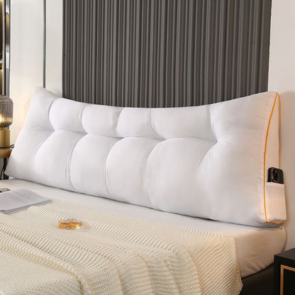 Soft and warm feather-cotton backrest cushion with brushed fabric. Triangular design provides comfortable support for bed, sofa, and reading time.