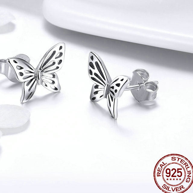 925 Sterling Silver Vintage Butterfly Jewelry Set – Elegant Ring & Earrings for Wedding, Engagement & Special Occasions