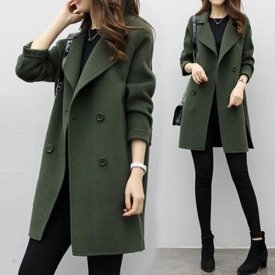 Women’s Classic Double-Breasted Wool Coat – Mid-Length Loose Fit | Elegant Slimming Winter Outerwear