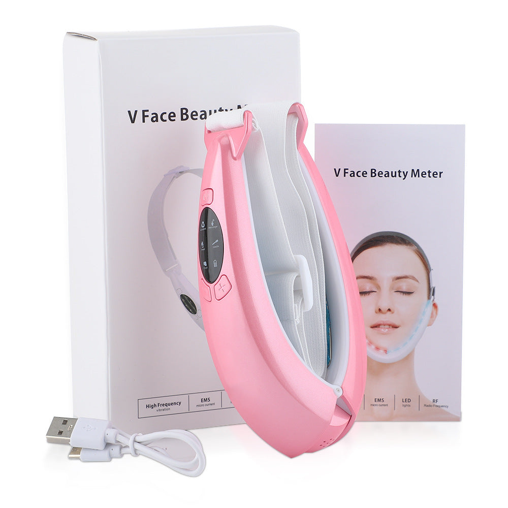 Microcurrent V-Face Lifting & Tightening Device – LED Color Light Hot Compress Facial Slimming Tool