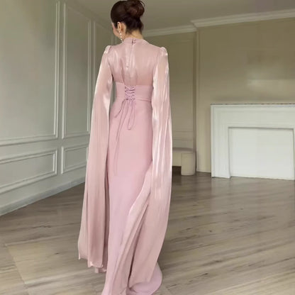 Women's Chic Flared Sleeve Slip Maxi Dress – Soft Flowy Mermaid Silhouette