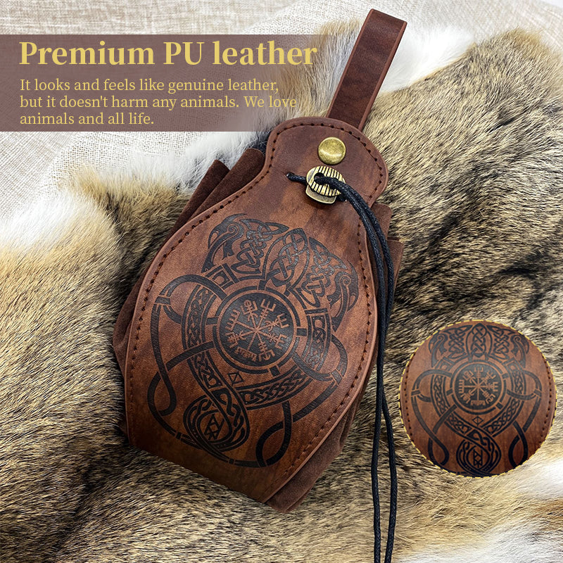 Beautiful 5-Piece Leather DND Dice Tray & Drawstring Pouch Set for RPG Games. A Perfect Gift for Gamers.