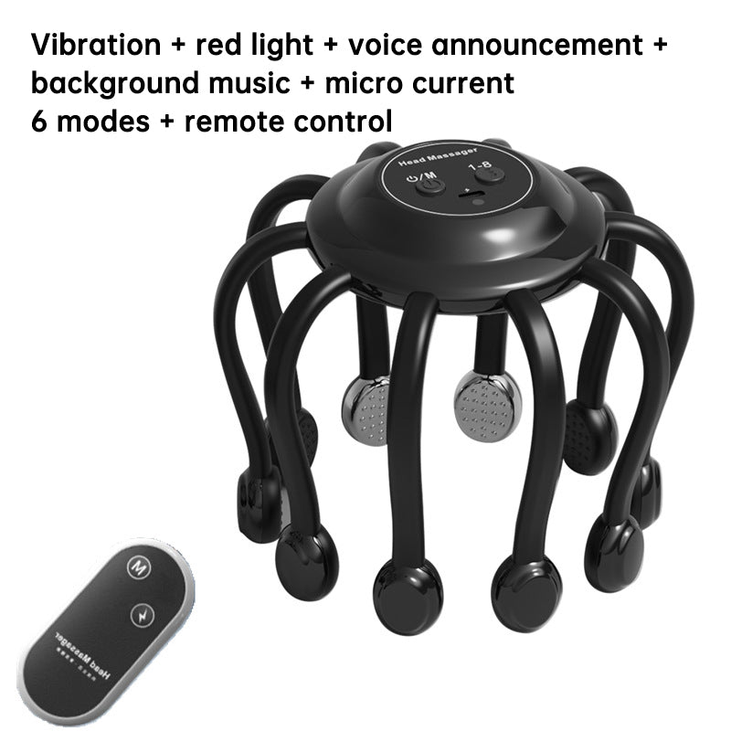 Electric octopus head massager with gentle vibration to relax the scalp, reduce stress, and support deeper sleep. Lightweight, soothing, and easy to use.