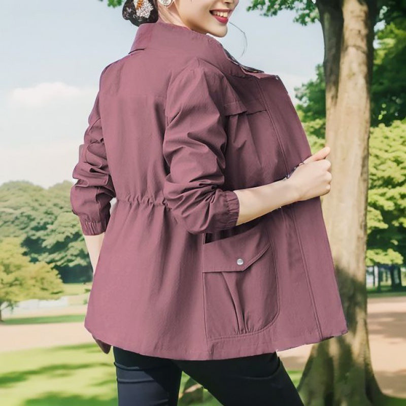 Women’s Double-Layer Lined Korean-Style Trench Coat – Slim Fit Spring & Autumn | Youthful Elegant Outerwear