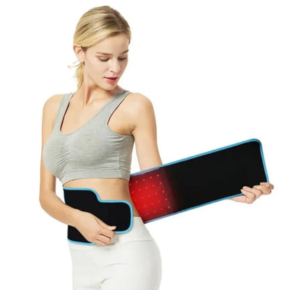 Wireless smart heat waist massager belt with LED red light and infrared therapy. Soothing warmth and massage support for waist comfort, relaxation, and daily wellness.