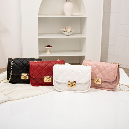 Embroidered Chain Bag - Women's Small Square Crossbody Purse