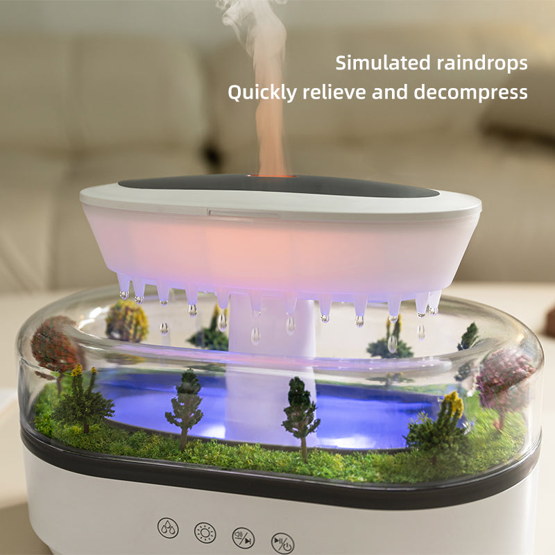 Zarusky™ Rain Cloud 3-in-1 Ambient Humidifier – Raindrop Aroma Diffuser & White Noise Sleep Aid