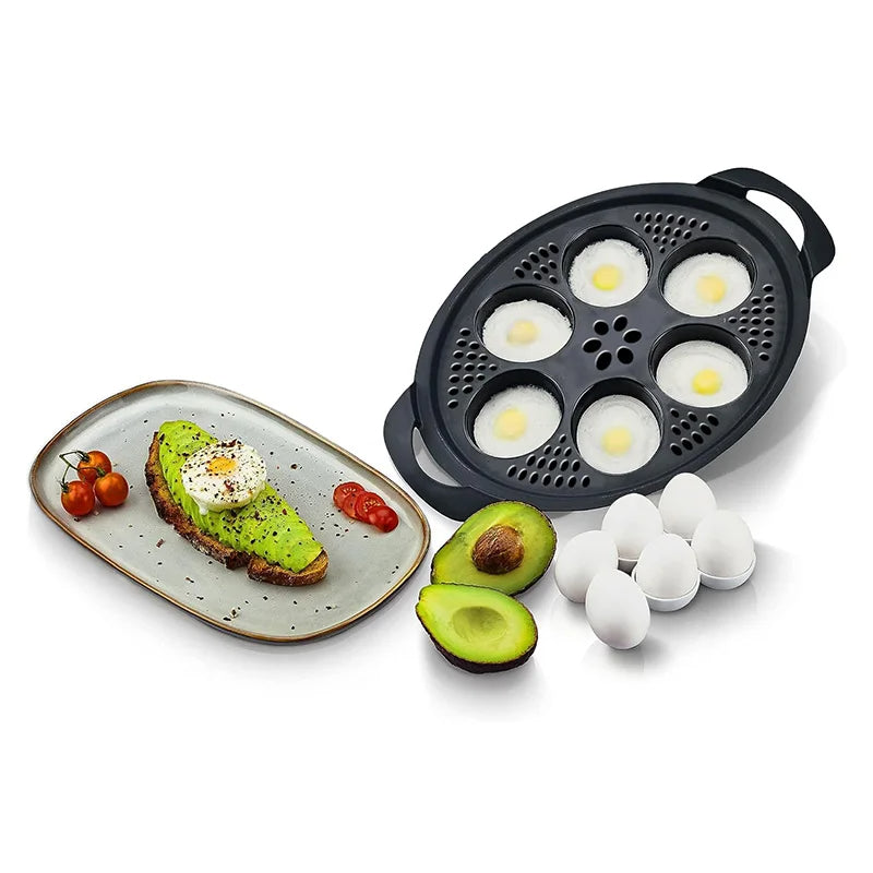 Multifunctional food-grade silicone egg mold and steam basket accessory for Thermomix TM5 and TM6. Ideal for steaming eggs, pastries, and healthy home cooking.