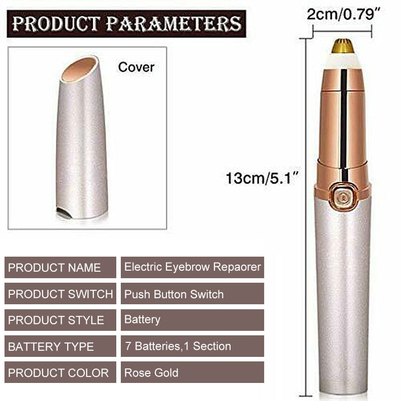 Painless Electric Eyebrow Epilator Pen – Facial Hair Remover & Eyebrow Trimmer for Lips, Face & Makeup Touch-Ups