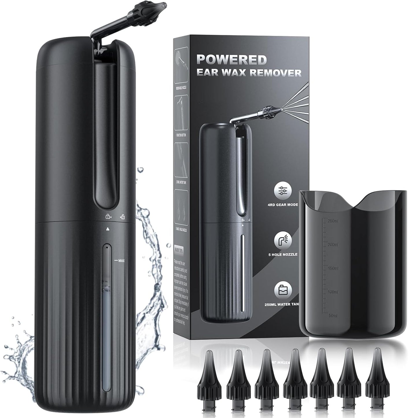 Easy-to-use electric ear washer for gentle household ear cleaning. Designed for convenient earwax rinsing with controlled water flow.