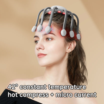 Electric octopus head massager with gentle vibration to relax the scalp, reduce stress, and support deeper sleep. Lightweight, soothing, and easy to use.