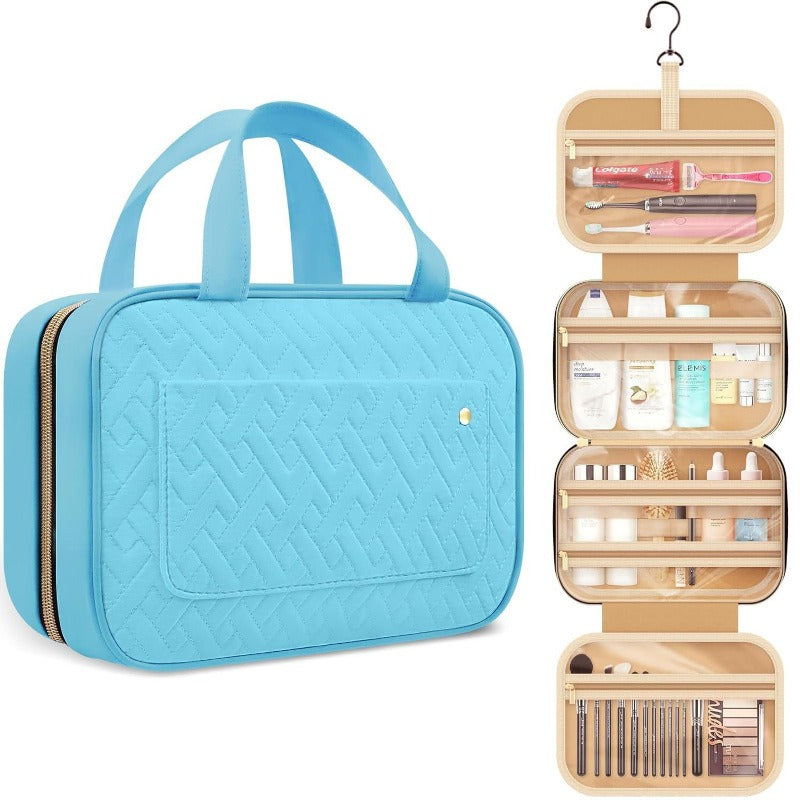 Zarusky Travel Toiletry Bag with Hook - Portable Hanging Makeup Organizer
