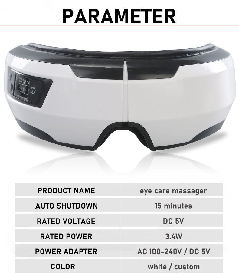 Zarusky™ Eye Massager – Vibration, Air Pressure & Heating Therapy with Bluetooth Music for Relaxation & Vision Care