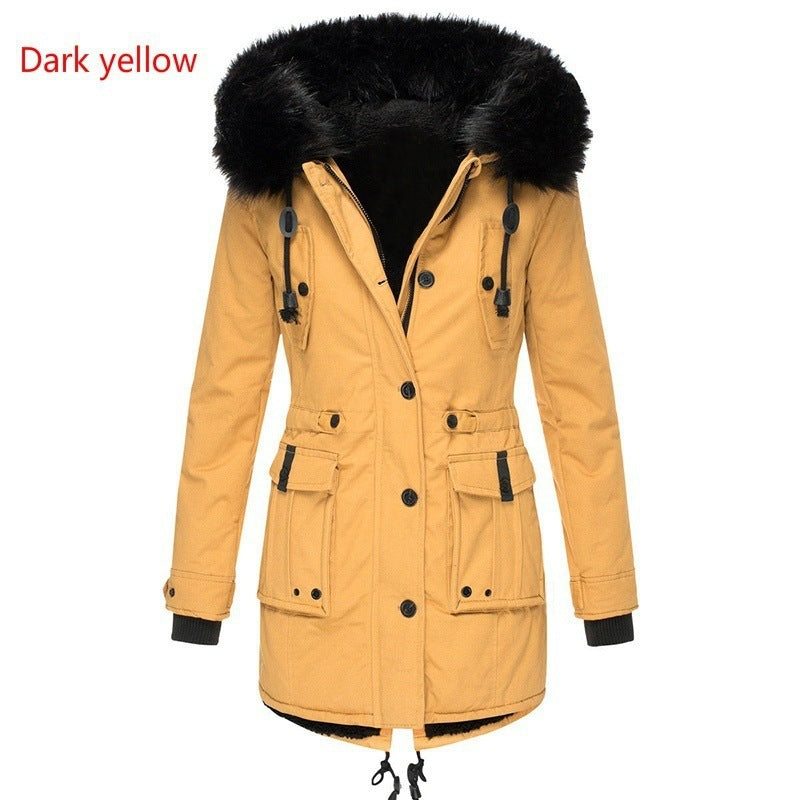 Zarusky™ Luxe Winter Fleece-Lined Cotton Parka for Women – Oversized Hooded Coat with Plush Fur Collar | Premium Warm Designer Outerwear