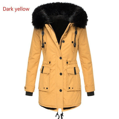Zarusky™ Luxe Winter Fleece-Lined Cotton Parka for Women – Oversized Hooded Coat with Plush Fur Collar | Premium Warm Designer Outerwear
