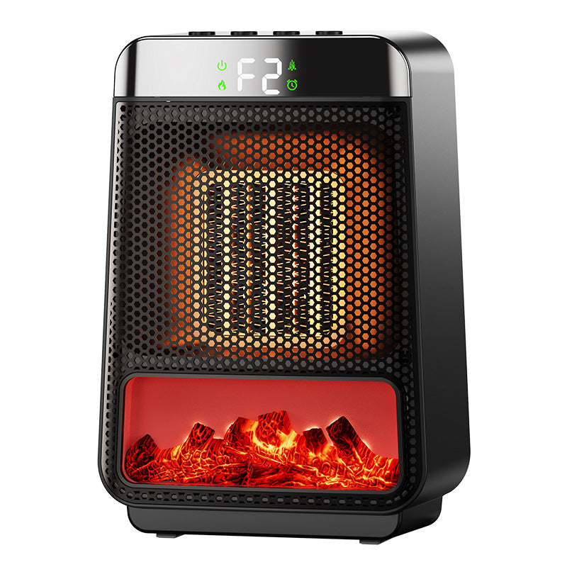 3D flame-effect PTC electric heater with fast heating, silent operation, and energy-saving performance. Safe, stylish, and perfect for home or office warmth.