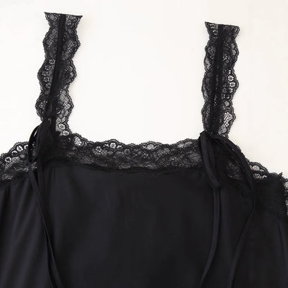 Women's Lace Trim Camisole Midi Dress | Black